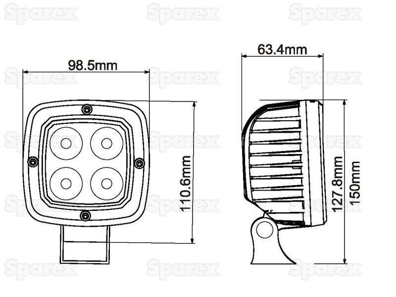 LED Work Light, Interference: Class 3, 4000 Lumens Raw, 10-30V for Fendt FAVORIT 712 (712)
