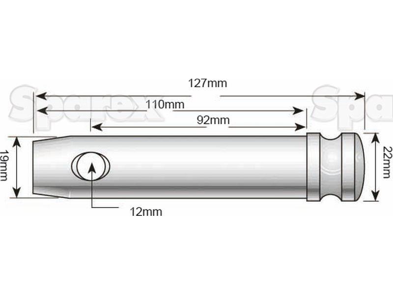 Top Link Pin Cat 1 and Chain | Pin Ø: 3/4", Working Length: 92mm, Length 127mm