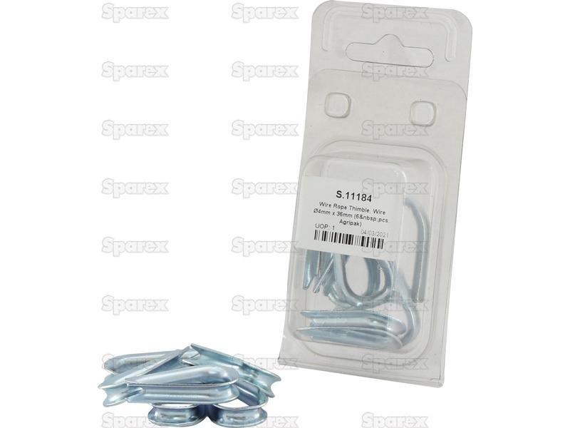 Wire Rope Thimble, Wire Ø4mm x 36mm (6 pcs. Agripak)