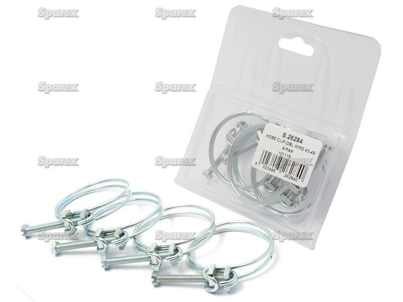 Double Wire Hose Clip, Ø44-49mm. 4 pcs. Agripak.