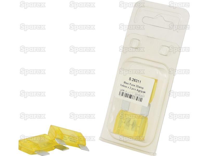 Maxi Blade Fuse Amps Yellow x 2 pcs. Agripak