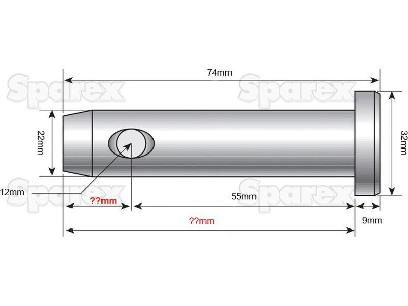 Lower link pin 22x55mm Cat. 1 for Case IH (3134910R1, 3134910R10, 3134910R2)
