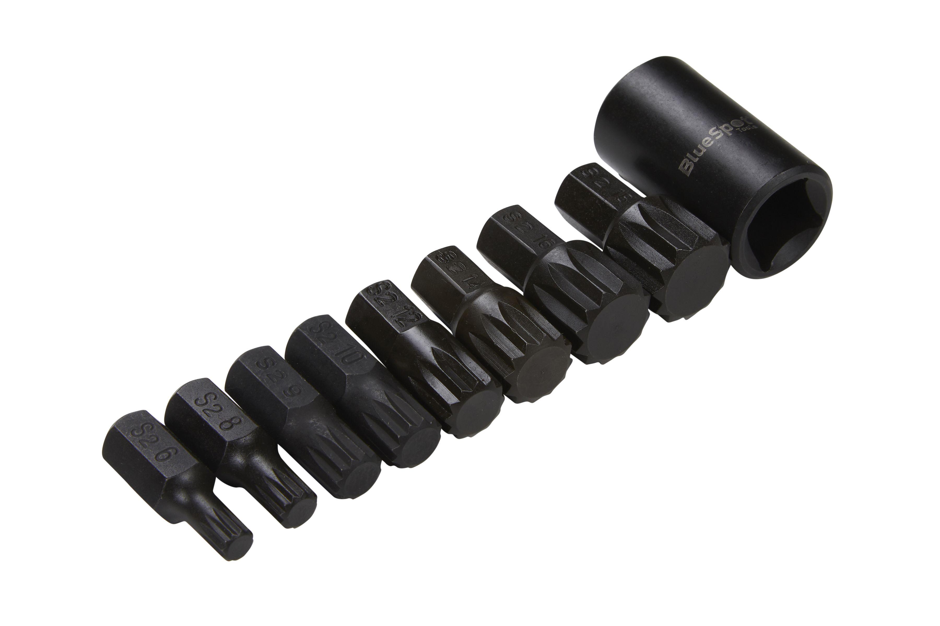 Blue Spot Tools 9 PCE 1/2" Impact Spline Bits (M6-M18)