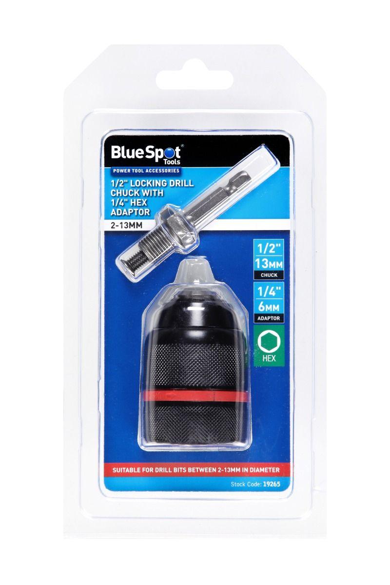 Blue Spot Tools 1/2" Locking Drill Chuck With 1/4" Hex Adaptor (2-13mm)