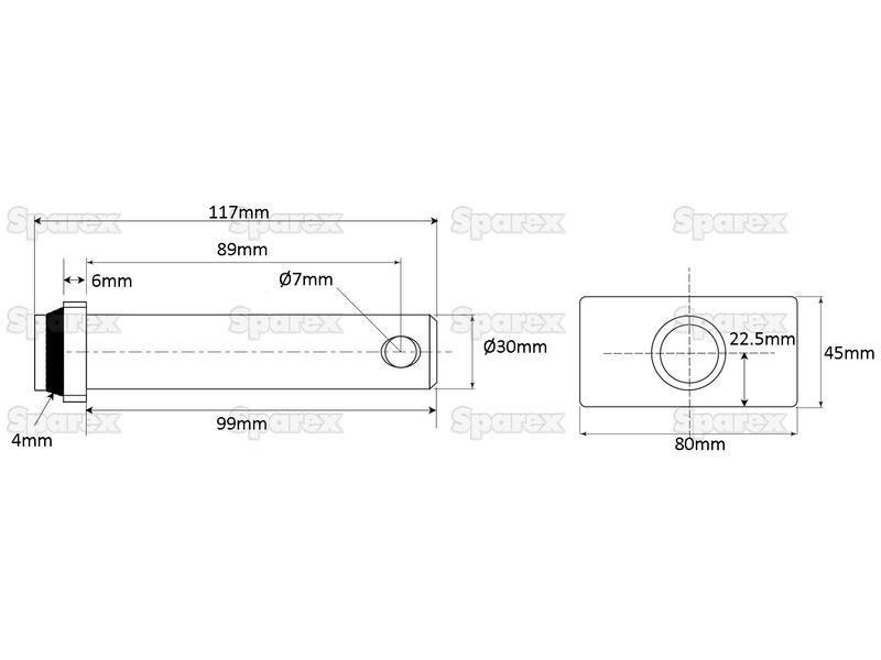 Lower link pin 30x89mm Cat. for Steyr 6185CVT