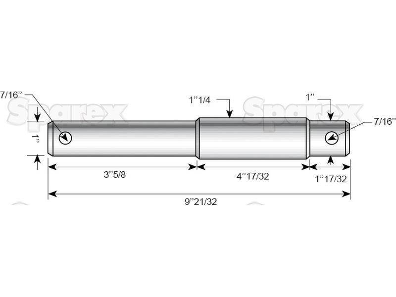Lower link implement pin dual 22 - 28x195mm, Thread size xmm Thread size 1/2