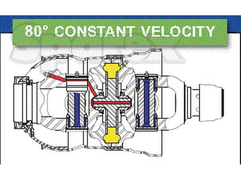 PTO Shaft - WWCV Wide Angle - one Side, (Lz) Length 1010mm, 1 3/8'' x 6 Spline 80° W.A. to 1 3/8'' x 6 Spline Q.R.
