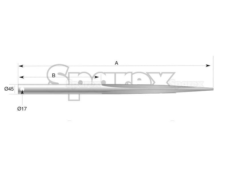 Straight Loader Tine | 1050mm for John Deere, Emily, Magsi