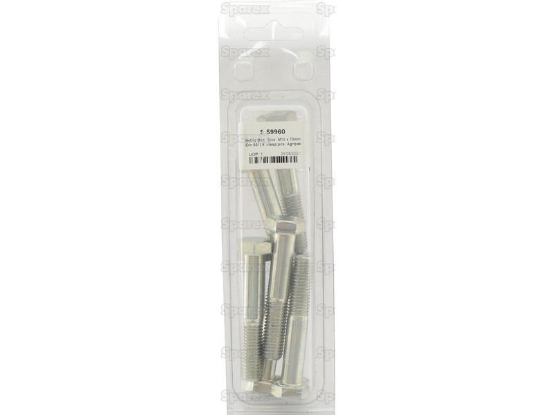 Metric Bolt, Size: M12 x 70mm (Din 931) 8 pcs. Agripak