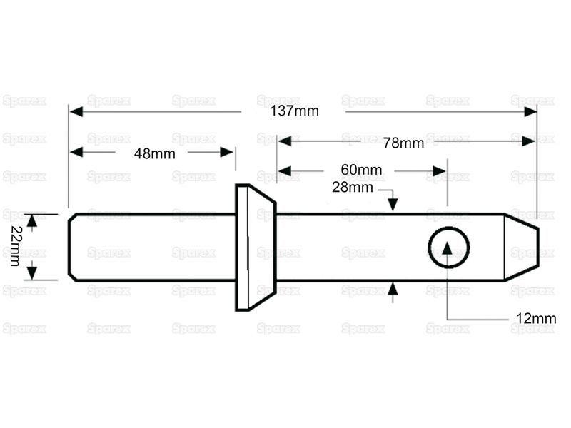 Lower Link Weld On Implement Mounting Pin 22x137mm Cat. 2