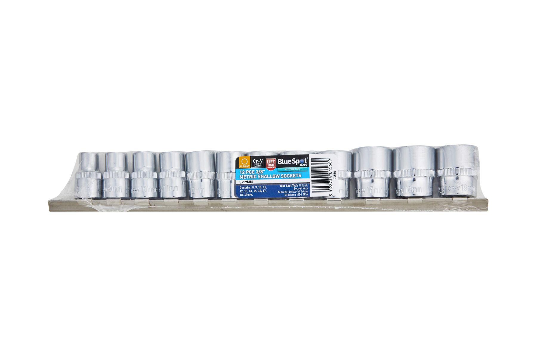 Blue Spot Tools 12 PCE 3/8" Metric Shallow Sockets (8-19mm) (EVA Foam)