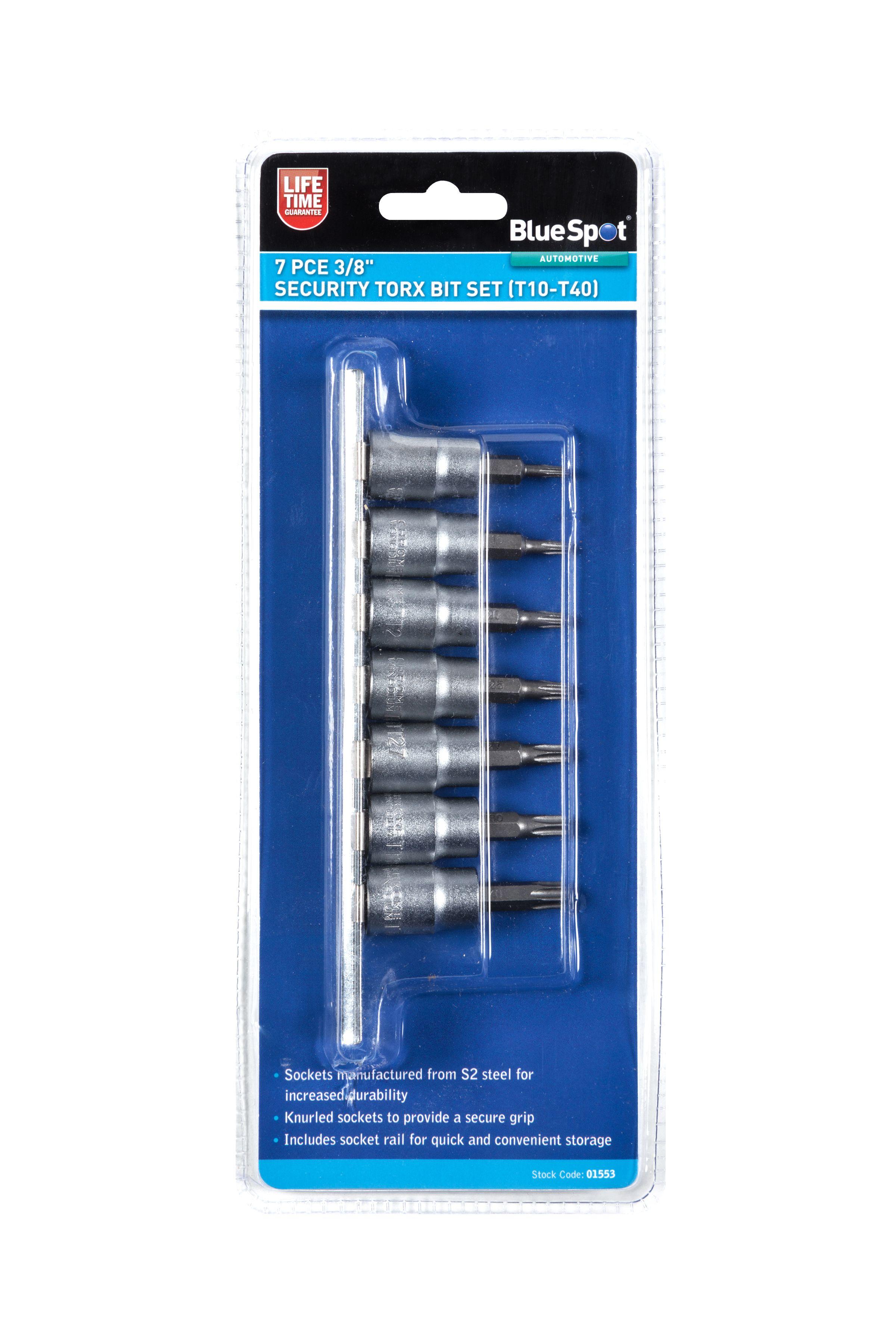 Blue Spot Tools 7 PCE 3/8" Security Torx Bit Set (T10-T40)