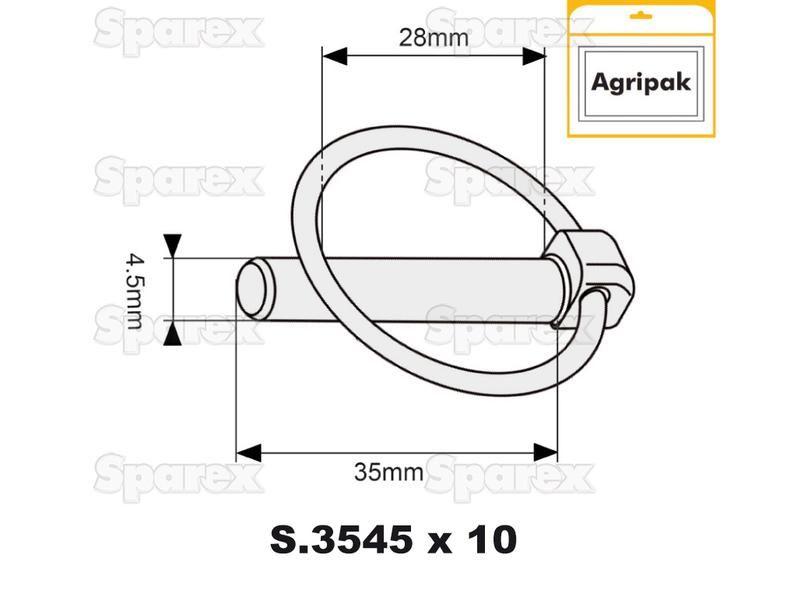 Round Linch Pin, Pin Ø4.5mm x 35mm (10 pcs. Agripak)