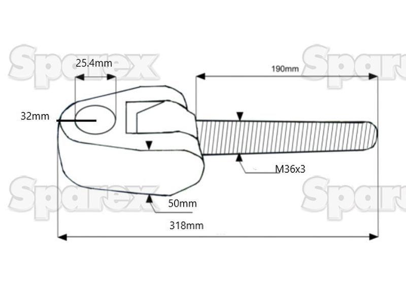 Top Link Knuckle Thread - Cat.2 -  Thread size: M36x3 - LH