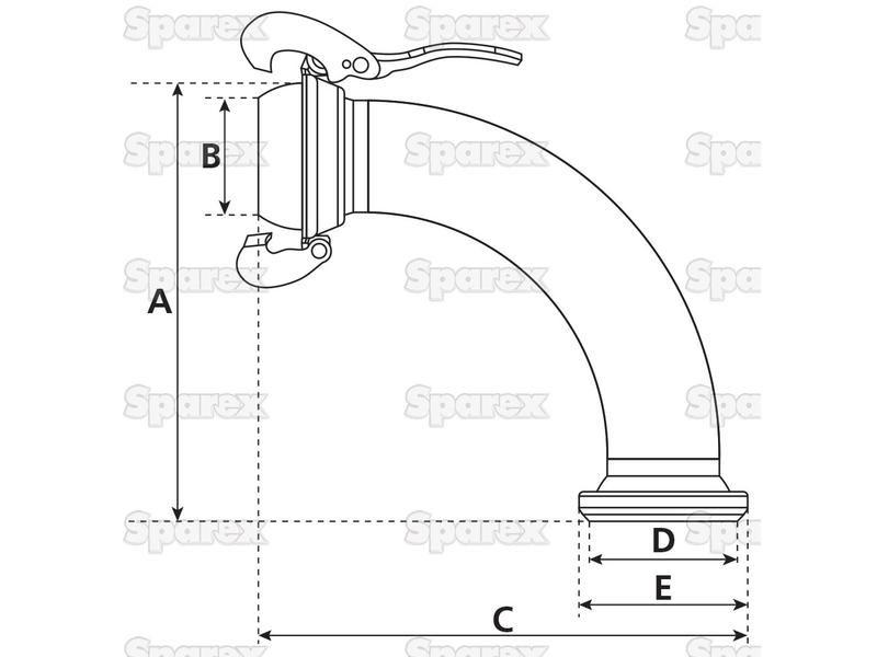 Male & Female Coupling with 90° Galvanised Bend 4" Galvanised B |  Bauer