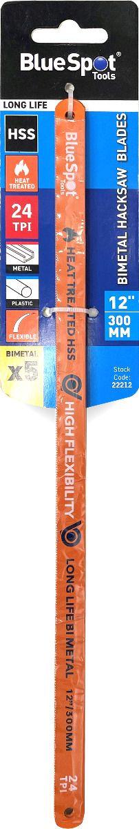 Blue Spot Tools 5 PCE 300mm (12") 24TPI HSS Bi Metal Hacksaw Blades