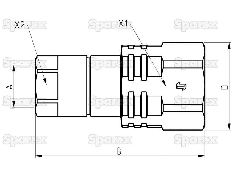 Poppet Valve Coupling Screw - Female - 1/2'' BSP - VV Series Faster S.p.A (VV 12 GAS F, VV12GASF)