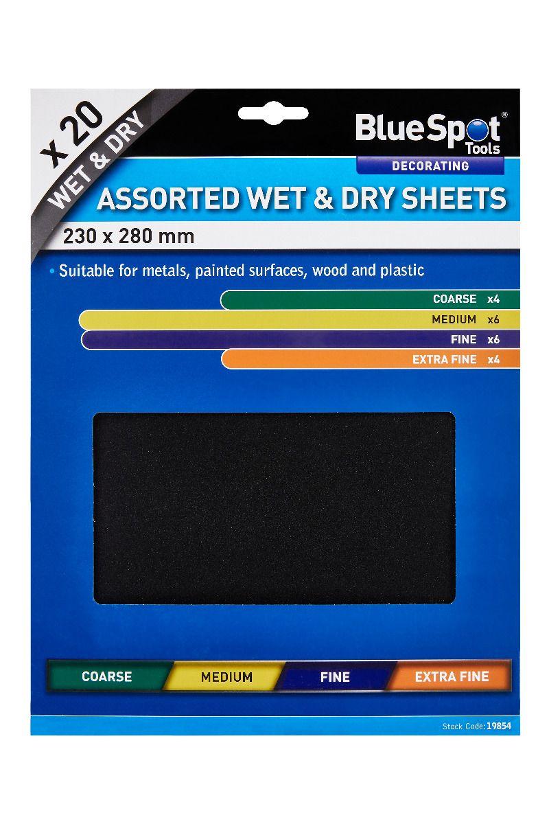 Blue Spot Tools 20 PCE Assorted Wet And Dry Sandpaper Sheets