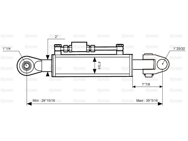 Hydraulic Top Link (Cat.4/3) Knuckle and Ball, Cylinder Bore: 120mm, Min. Length : 760mm. for John Deere