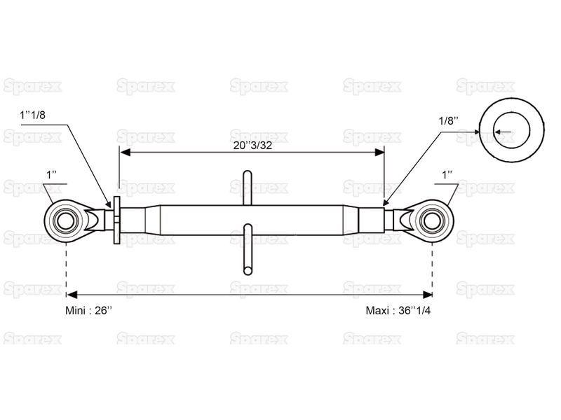 Top Link Standard Duty (Cat.2/2) Ball and Ball, Min. Length: 660mm.