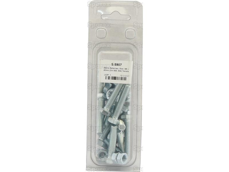 Metric Setscrew, Size: M8 x 40mm (Din 933, 934) Tensile strength: 8.8.
