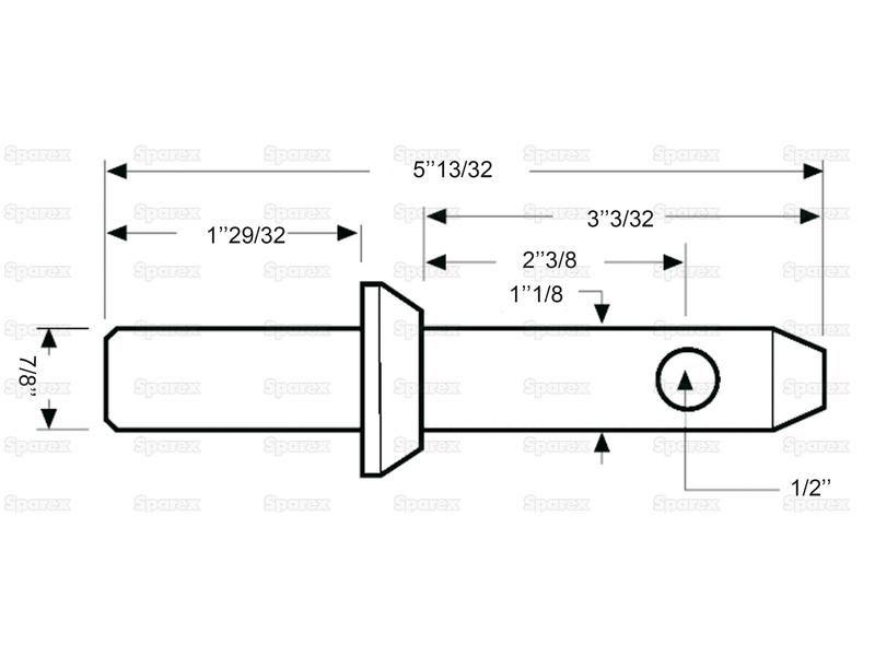 Lower Link Weld On Implement Mounting Pin 22x137mm Cat. 2 Massey Ferguson (505801M91)