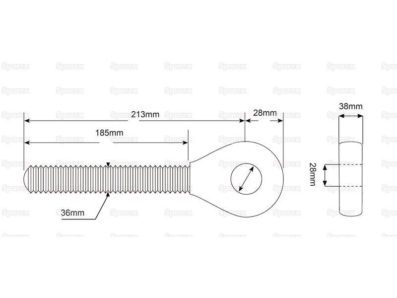 Top Link Threaded Eye Thread size:M36x3 LH