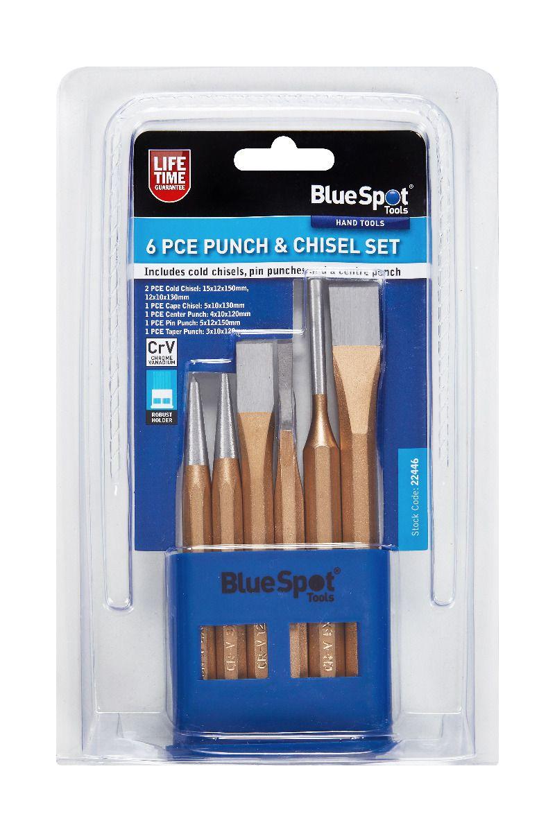 Blue Spot Tools 6 PCE CR/V Punch & Chisel Set In Holder