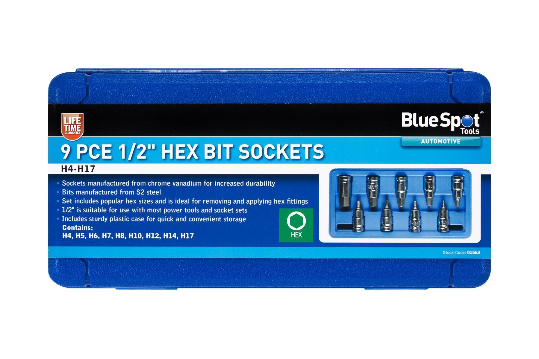 Blue Spot Tools 9 PCE 1/2" Hex Bit Sockets (H4 - H17)