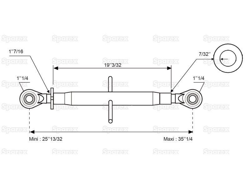 Top Link Heavy Duty (Cat.3/3) Ball and Ball, M36x3, Min. Length: 670mm. for White Oliver VARIOUS