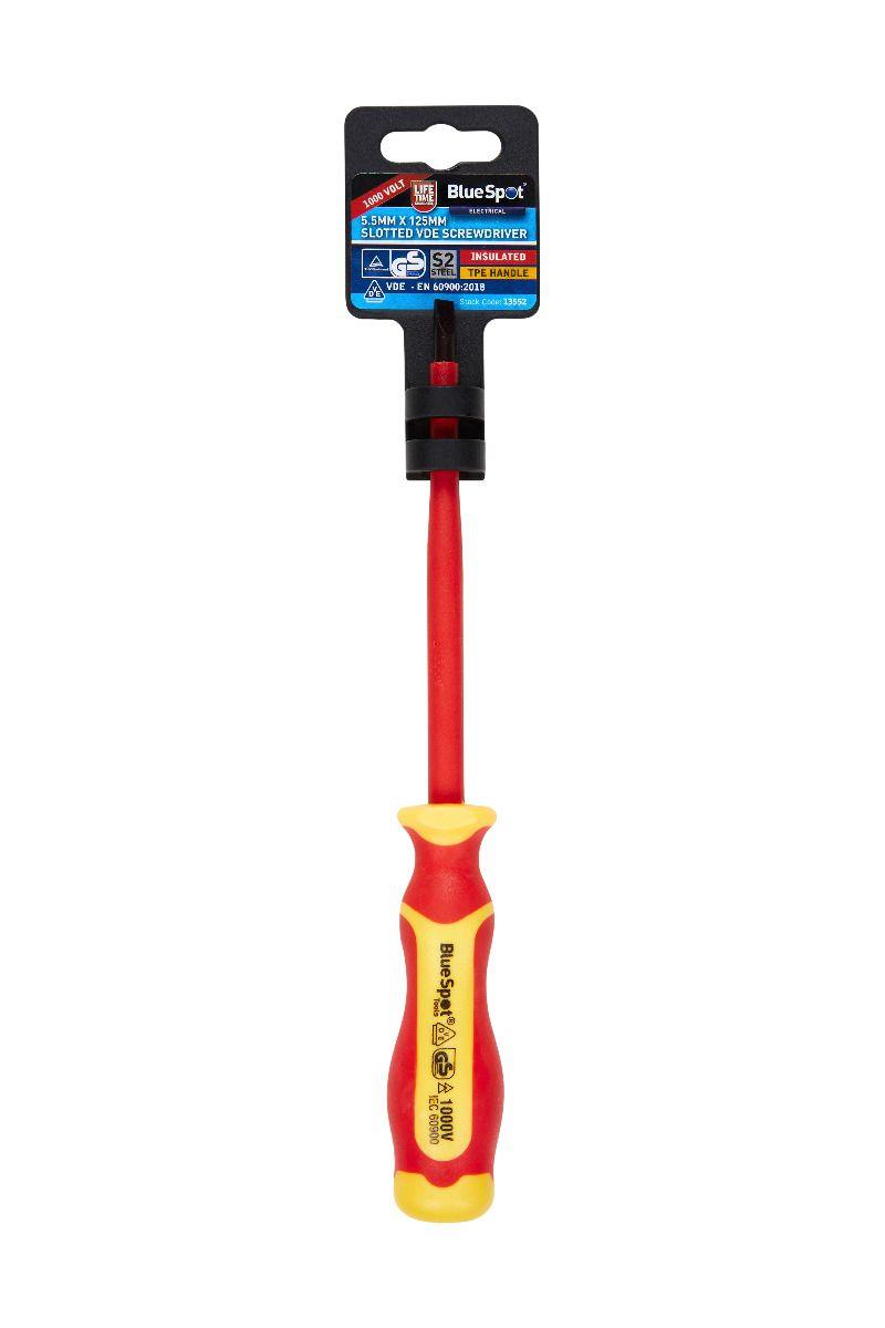 Blue Spot Tools 5.5 X 125mm Slotted VDE Screwdriver