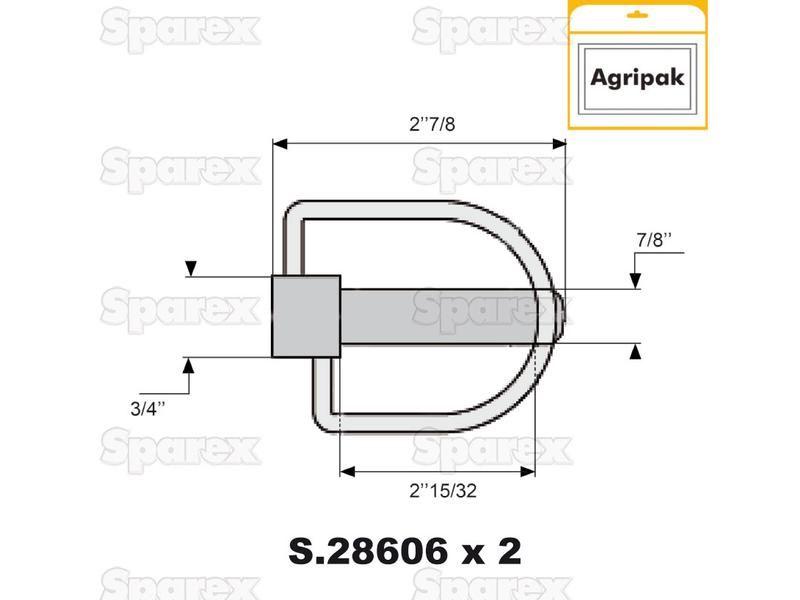 Stabiliser Pin, Pin Ø19mm x 73mm (2 pcs. Agripak)