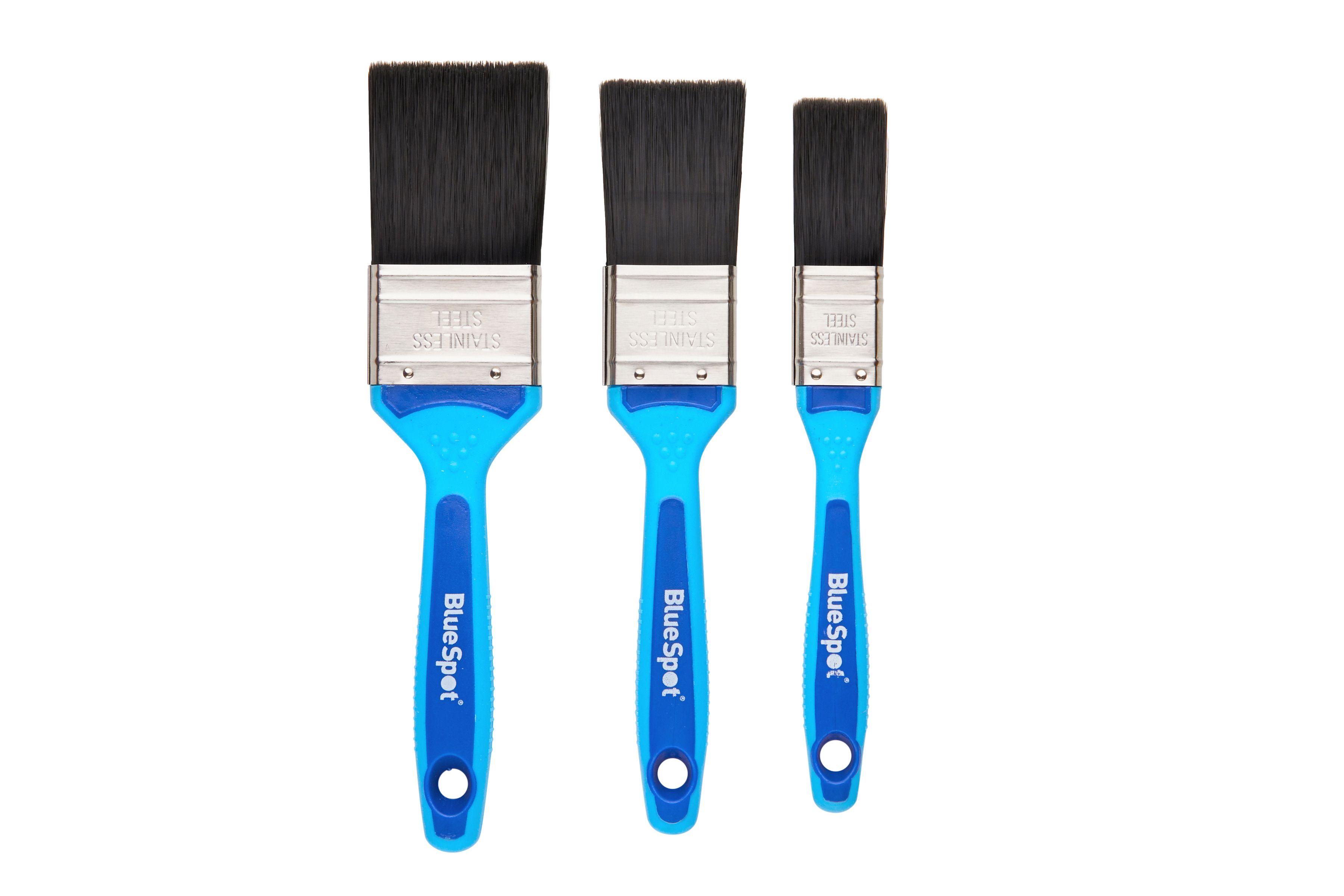 Blue Spot Tools 3 PCE Synthetic Paint Brush Set with Soft Grip Handle (1”, 1 ½” and 2”)