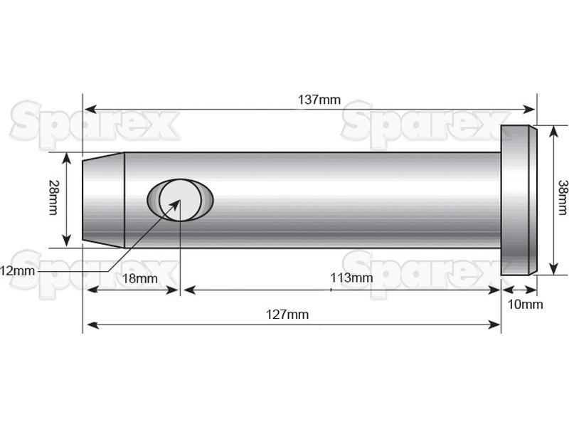 Lower link pin 28x113mm Cat. 2