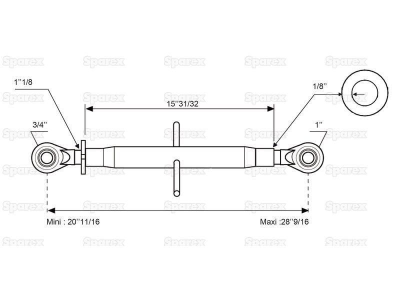 Top Link Standard Duty (Cat.1/2) Ball and Ball, Min. Length: 525mm. for Ford New Holland