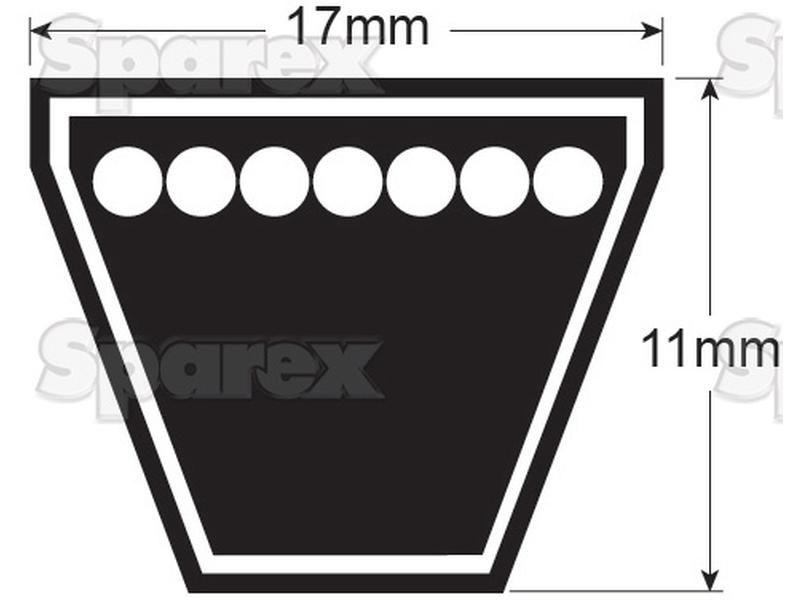 Raw Edge Moulded Cogged Belt - AVX17 Section - Belt No. AVX17x1215 for John Deere 930 (30 Series)