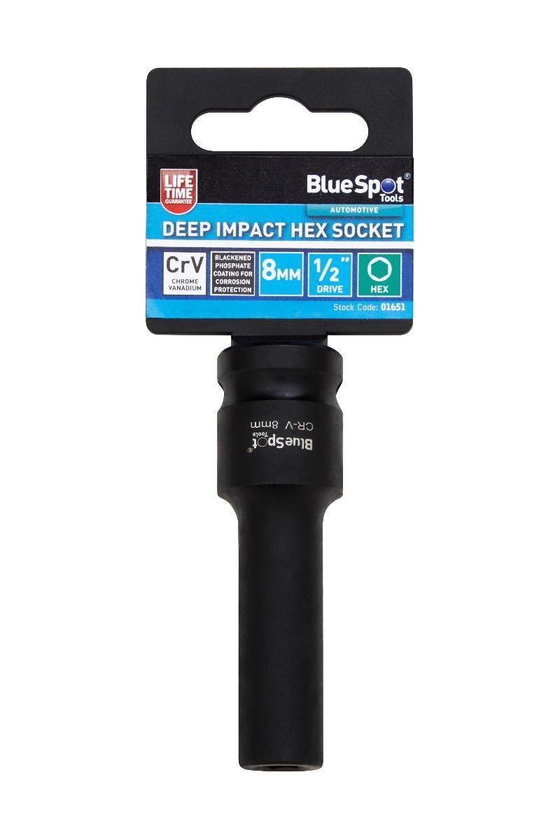 Blue Spot Tools Individual 8mm 1/2" Deep Impact Hex Socket