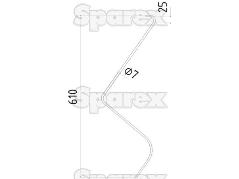 Wheel Rake Tines Replacement - RH & LH - Length:610mm, Width:250mm, Ø7mm - Replacement for John Deere John Deere (VL2326)