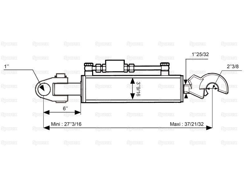 Hydraulic Top Link (Cat.2/3) Knuckle and Q.R CBM Hook, Cylinder Bore: 90mm, Min. Length : 690mm.