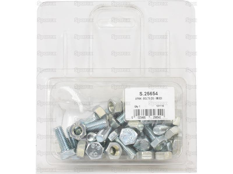 Metric Bolt, Size: M8 x 20mm (Din 960, 934) 20 pcs. Agripak