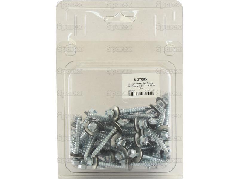 Hexagon Head Self Fixing (TEK) Screw, Size: 6.3 x 45mm (Din 7504K)