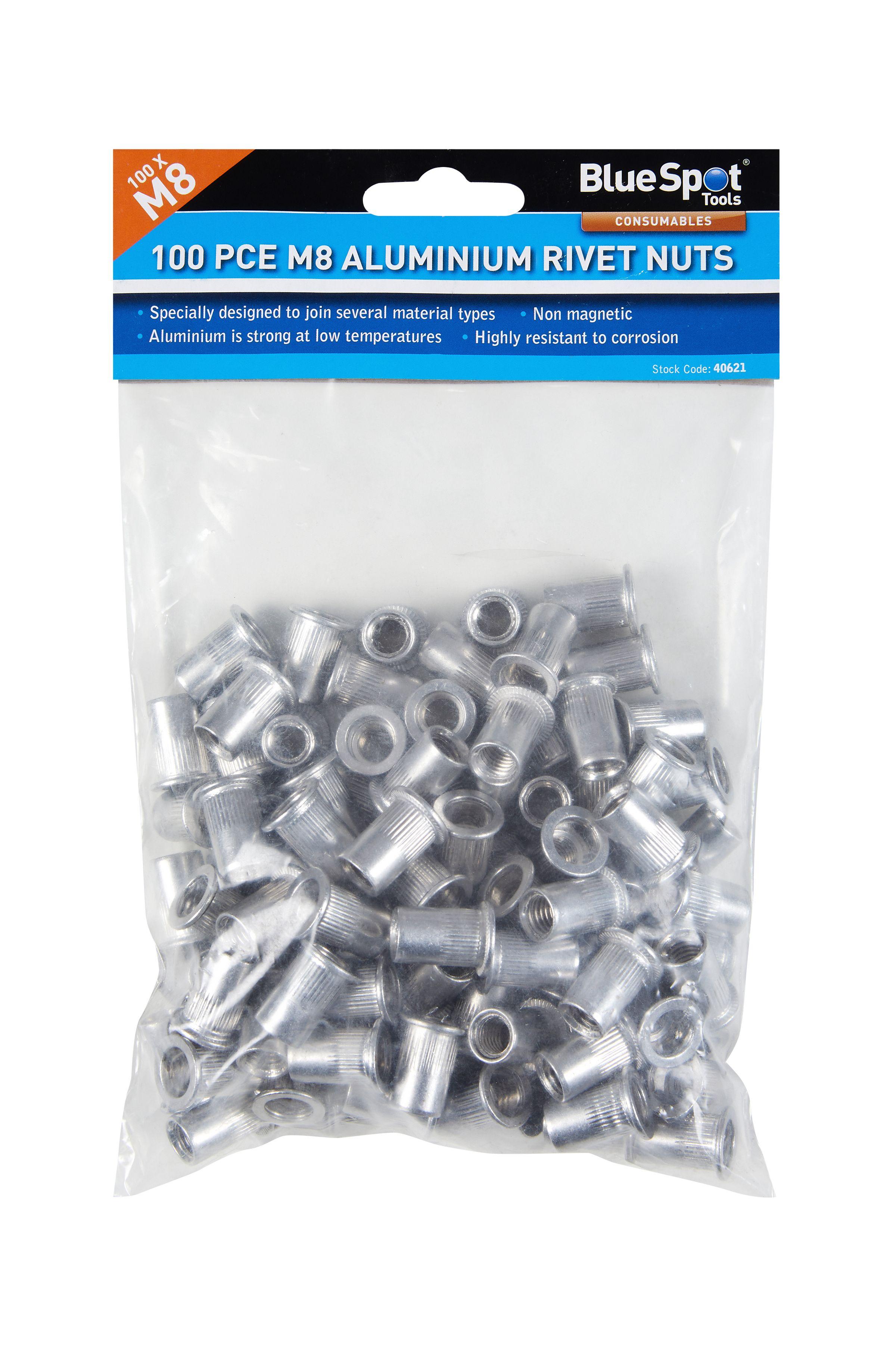 Blue Spot Tools 100 PCE M8 Aluminium Rivet Nuts