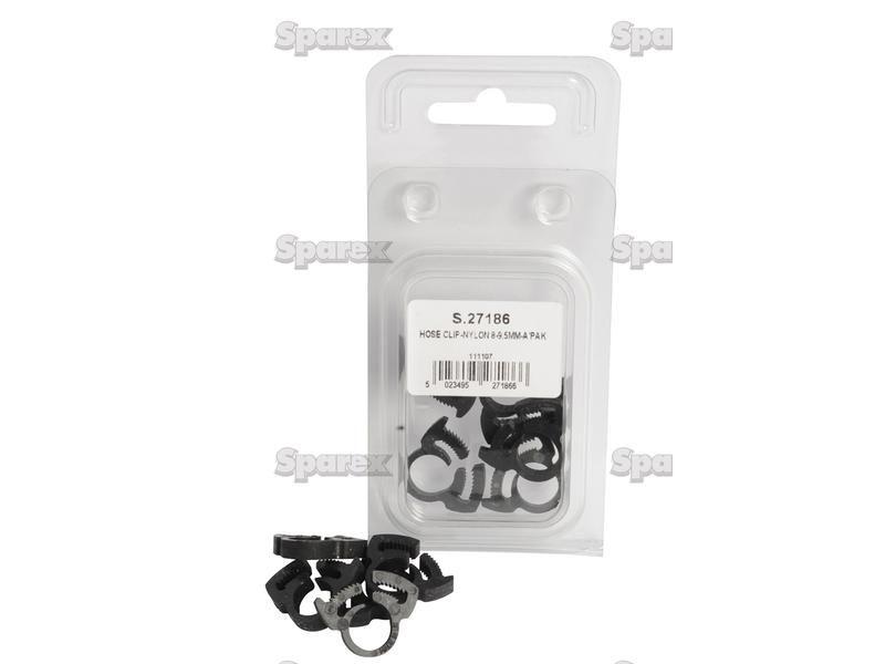 Nylon Hose Clip, Min Ø8mm, Max. Ø10mm, 5 pcs. Agripak.
