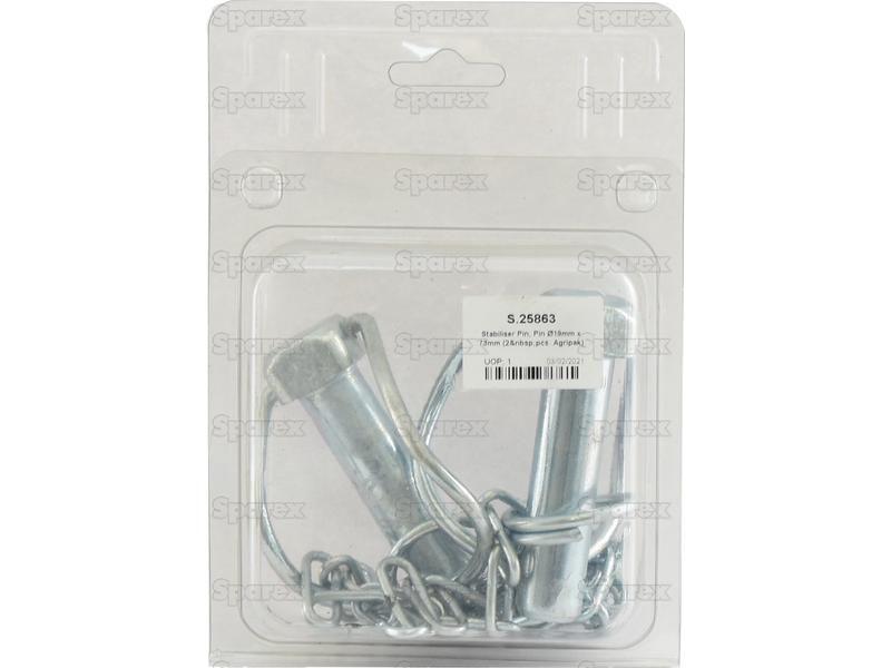 Stabiliser Pin, Pin Ø19mm x 73mm (2 pcs. Agripak)