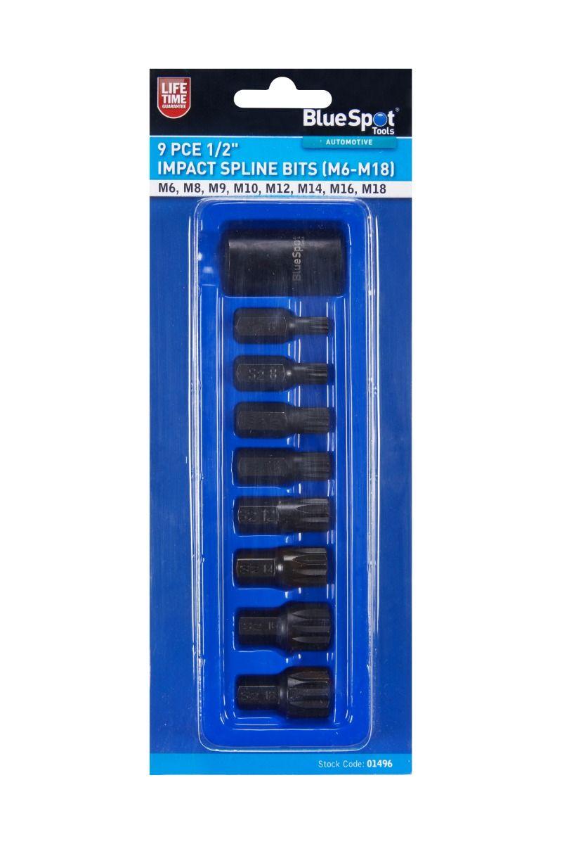 Blue Spot Tools 9 PCE 1/2" Impact Spline Bits (M6-M18)