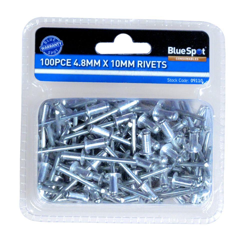 Blue Spot Tools 100 PCE 4.8mm X 10mm Aluminium Rivets