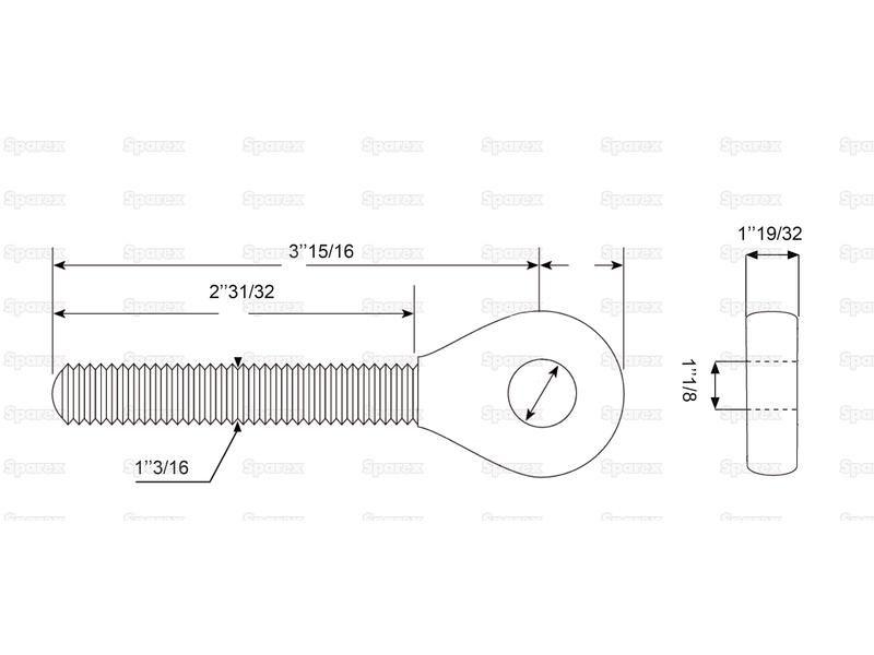 Top Link Threaded Eye Thread size:M36x3 RH