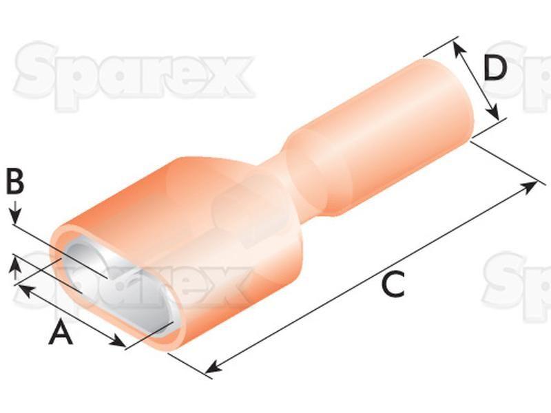 Heat Shrink Insulated Female Spade Terminal - Red ( - )