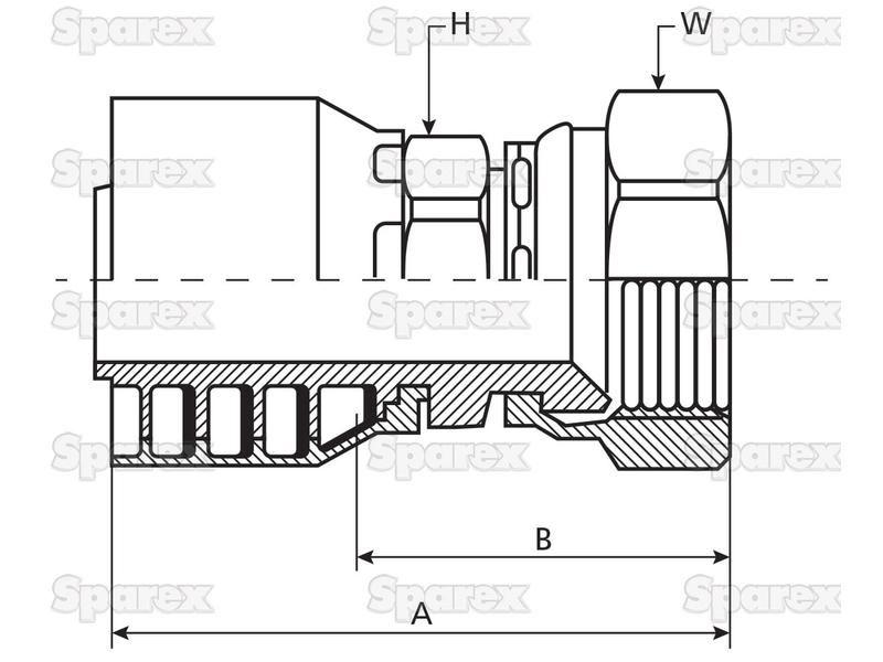 Parker JIC 37° Hose Insert 3/4'' x 1 5/16'' x 12'' Female Straight Swivel PARKER HANNIFIN (10648-16-12)