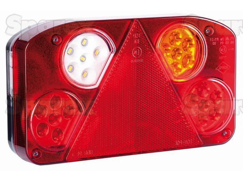 LED Rear Combination Light, Function: 6, Brake / Tail / Indicator / Fog / Reverse / Number Plate, RH, 12-24V